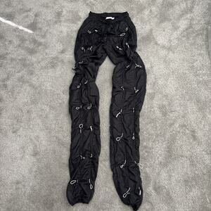 MNML Mens Black Bungee Parachute gobchang Streetwear Pants Size Medium SLIM FIT